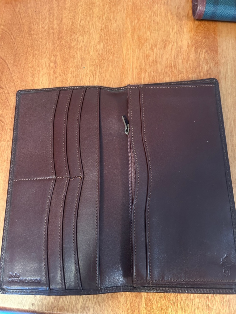 Leather-Trim Green & Black Plaid Women’s Wallet - Picture 2 of 3